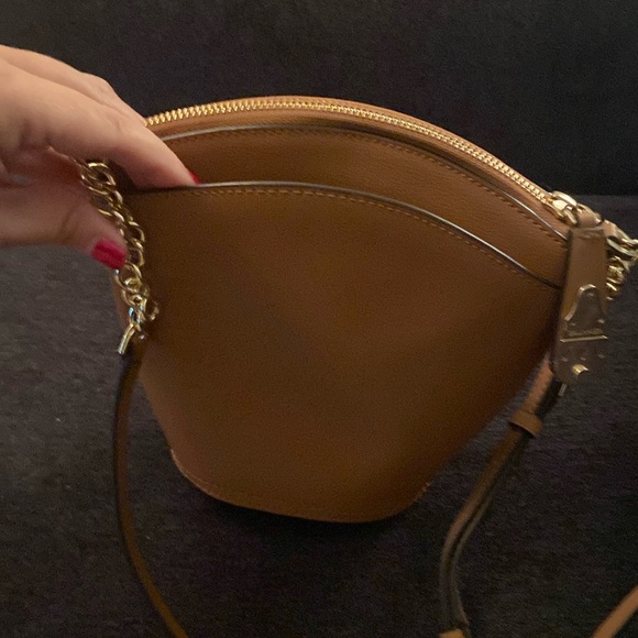Brown, adjustable crossbody, Calvin Klein purse with gold hardware. - Picture 9 of 12